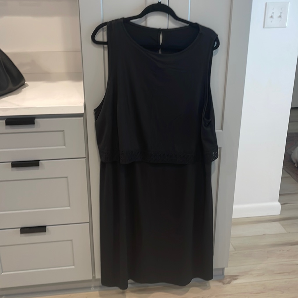 Jjill Black Cotton Dress That Looks Like Separates